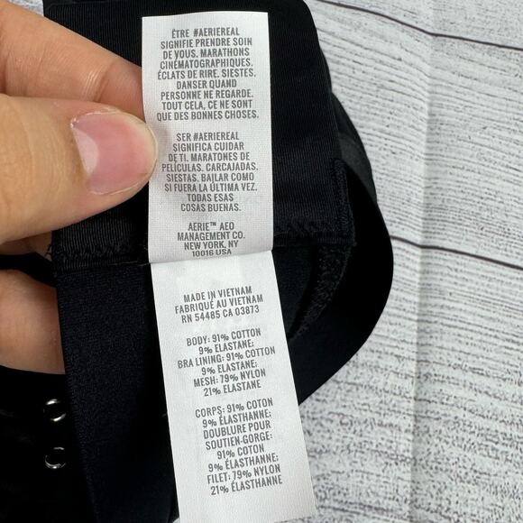 Aerie Black Square Neck Unlined Strappy Lace Up Side Bralette Size Small - Picture 6 of 10